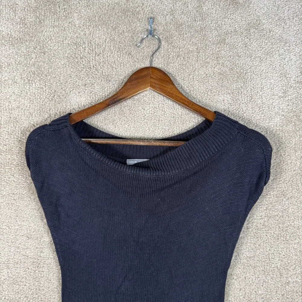 Vince Knit Sweater Tank Women's XS Black Sleeveless Pullover Top Off Shoulder‎